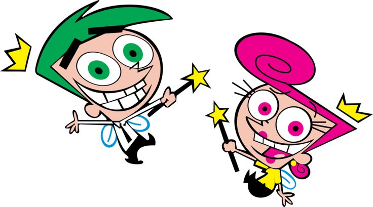 two cartoon characters one with green hair and the other has pink cheeks, both holding stars