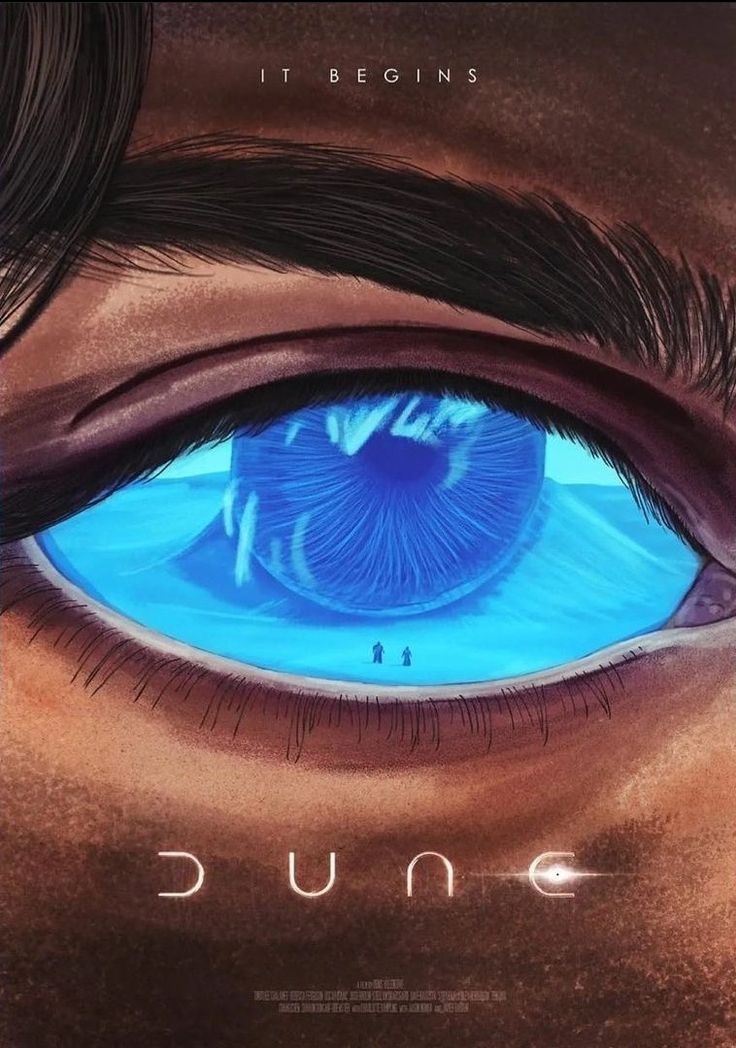 the movie poster for dune features an eye with long lashes and blue eyeshade