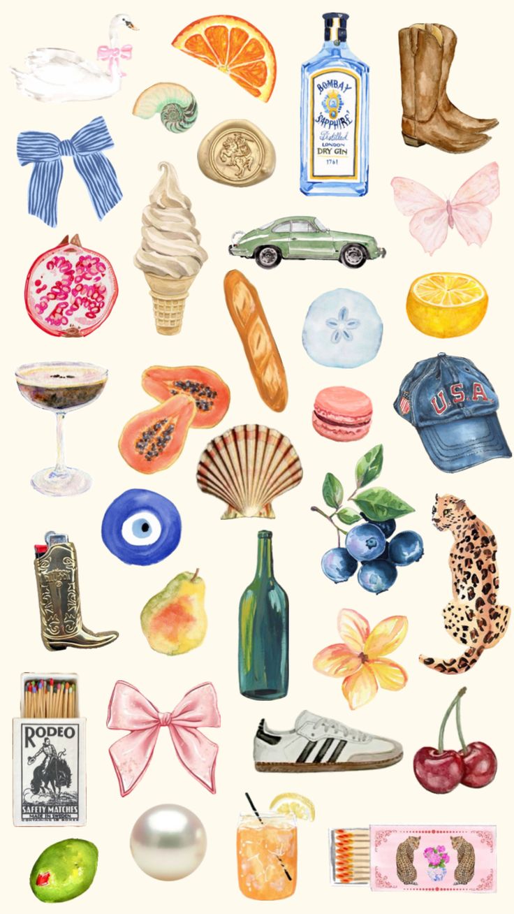 an illustration of various items from different countries