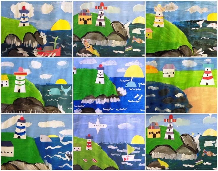 several different pictures of lighthouses on the ocean