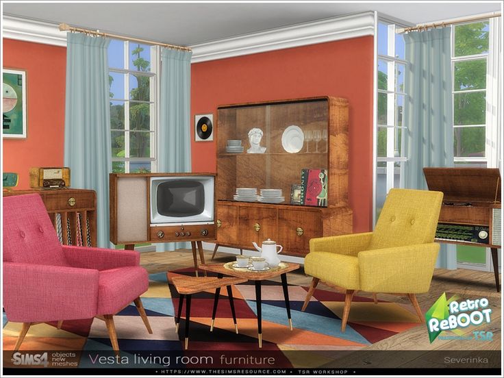 a living room filled with furniture and an old fashioned tv on top of a stand