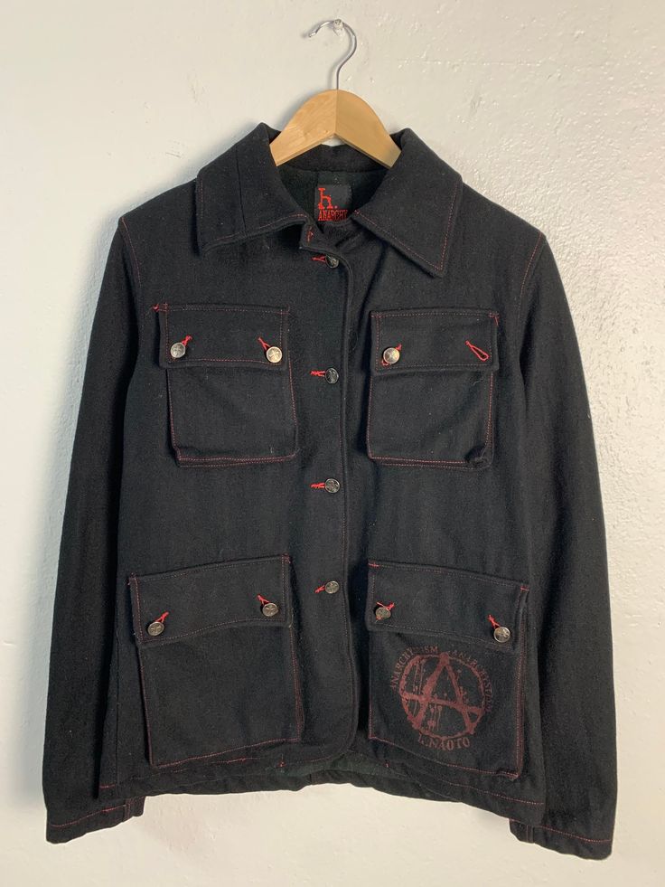 CONDITION - Pre-owned. - Condition (scale 8.5/10) - No hole, no rip and no stain but 1 button missing - Refer picture TAG AND MATERIALS - Label : H. Anarchy - Size on tag : Not stated (from meadurement it fit to size S) - Made : China MEASUREMENT - Armpit to armpit : 19.5 inches - Back collar to bottom : 27.5 inches - Sleeve length : 27 inches PLEASE LEAVE YOUR PHONE NUMBER ON THE NOTE WHILE MAKE A PURCHASE AND PLEASE MAKE SURE YOUR ADDRESS IS COMPLETE AND CORRECT Kindly see all pictures Thank y Anarchy Clothing, Punk Jacket, Patched Jeans, Nice Leather, To My Daughter, Blazer Jacket, Denim Jacket, Give It To Me, Mens Jackets