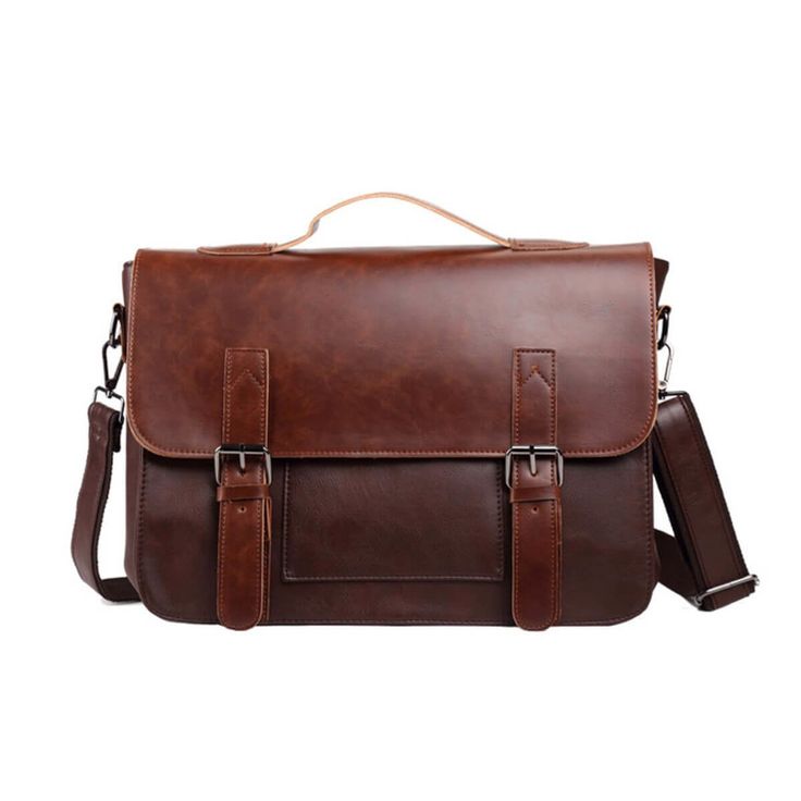 The Large Vintage Horse Leather Briefcase Business Messenger Bag is a perfect blend of classic style and modern functionality, making it an ideal accessory for any professional. The bag is made from high-quality horse leather, which gives it a distinctive look and feels while also ensuring that it is durable and able to withstand regular use. The bag's spacious interior compartment is perfect for carrying a laptop, tablet, documents, and other essentials, and the multiple pockets and compartments provide ample space to store smaller items such as phones, pens, and business cards. The adjustable shoulder strap ensures maximum comfort, making it easy to carry the bag for extended periods. The vintage design of the bag, with its antique brass hardware and distressed leather, adds a touch of c Leather Laptop Sleeve, Laptop Bag Men, Leather Briefcase Men, Pu Leather Bag, Leather Laptop Bag, Handbags Casual, Briefcase For Men, Leather Laptop, Messenger Bag Men