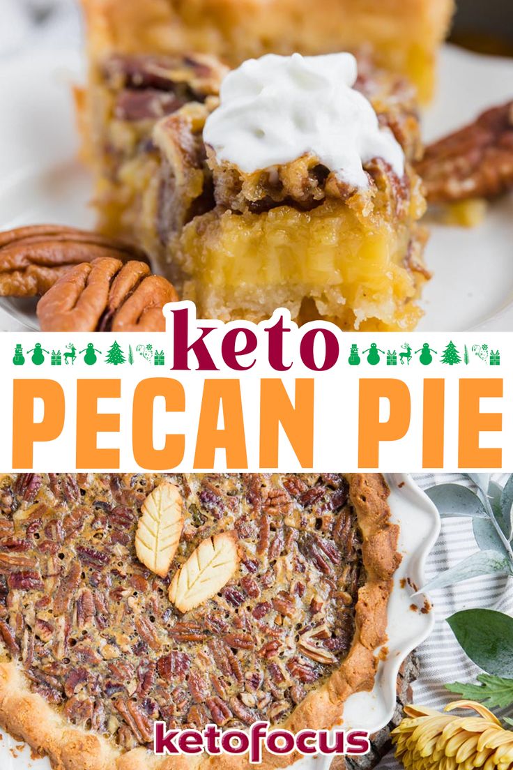 keto pecan pie with text overlay