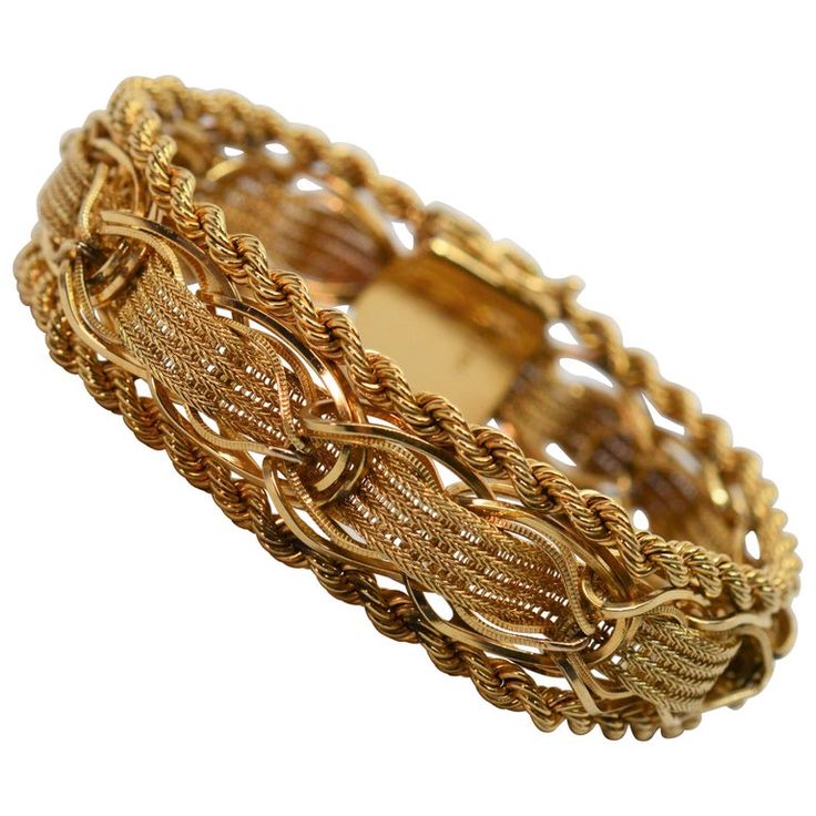 Luxury Yellow Gold Bracelet With Intricate Design, Luxury Ornate Gold Jubilee Bracelet, Luxury Ornate Yellow Gold Bracelet, Luxury Yellow Gold Victorian Bracelet, Gold Woven Bracelet, Vintage Gold Bracelet, Ribbon Bracelet, Retro Bracelet, Ribbon Bracelets