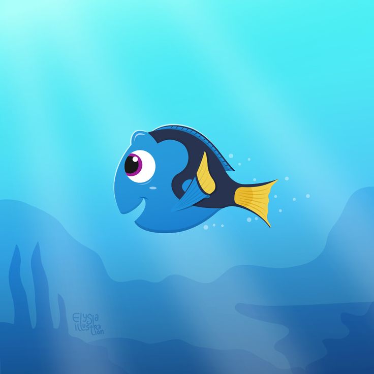 a blue and yellow fish swimming in the ocean