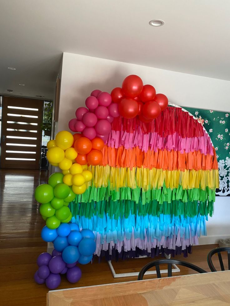 there are many balloons in the room