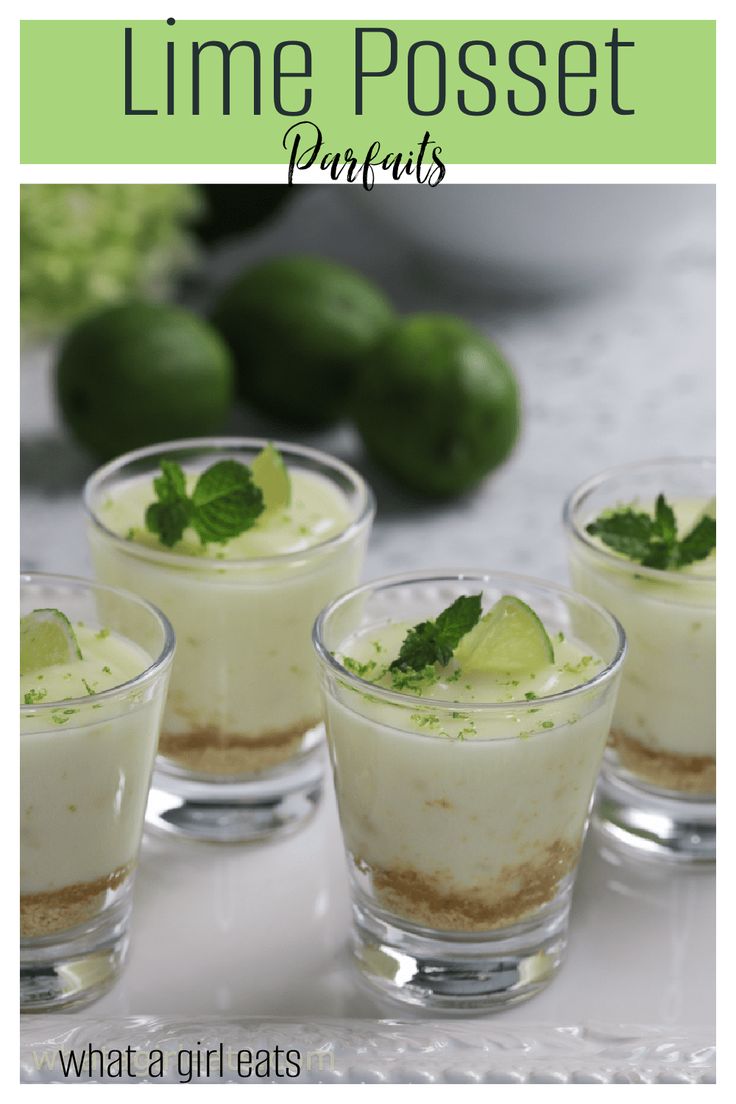 lime posset parfaits with cucumbers and mints in the background