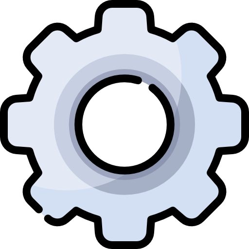 a cogwheel on a white background with black outline, it is easy to change colors