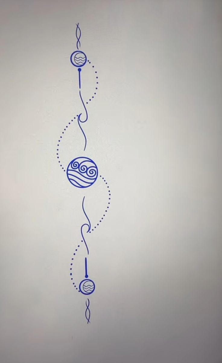 a drawing of a string with two balls on it hanging from the side of a wall