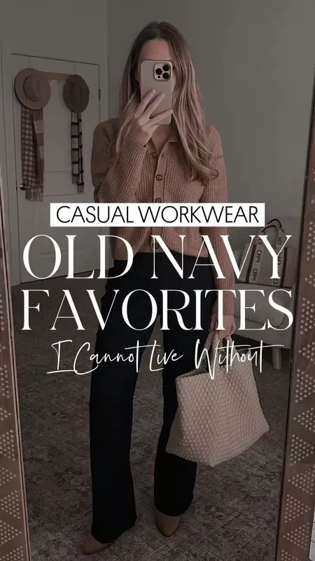 Oh Navy favorites perfect for work #LTKsalealert #LTKworkwear #LTKunder50 Navy Khaki Pants Outfit Women, Old Navy Office Outfit, Old Navy Work Outfit, Old Navy Fall 2024 Outfits, Old Navy Business Casual, Cold Weather Business Casual, Navy Pants Outfit Work, Coatigan Outfit, Navy Pants Outfit