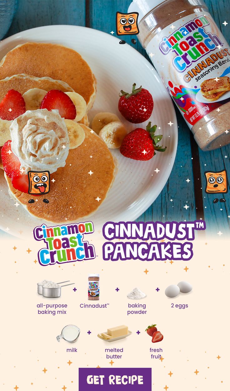 Launch into the day with fluffy Cinnadust™-seasoned pancakes. Breakfast has never been so good. Cinnamon Toast Crunch Seasoning Recipe, Cinnamon Pancakes Recipe, Crunch Recipe, Cinnamon Pancakes, Truffle Recipe Chocolate, Cinnamon Toast Crunch, Cinnamon Toast, Truffle Recipe, Baking Mix