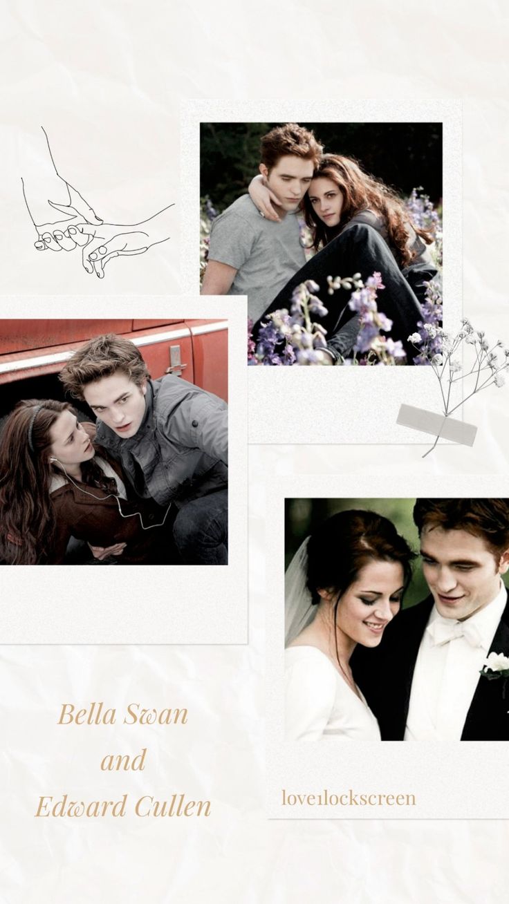 the twilight saga movie poster with edward and elizabeth in their wedding gown, holding each other's hand