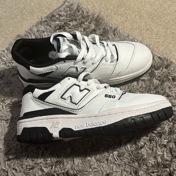 Size 6w Black & White, Never Been Worn, Excellent Condition Nb 550 Black White, New Balance 550 Black And White, New Balance 550 Cream Black, New Balance White And Black, New Balance Shoes White And Black, New Balance 550s, New Balance Black, Shoes New Balance, New Balance Shoes