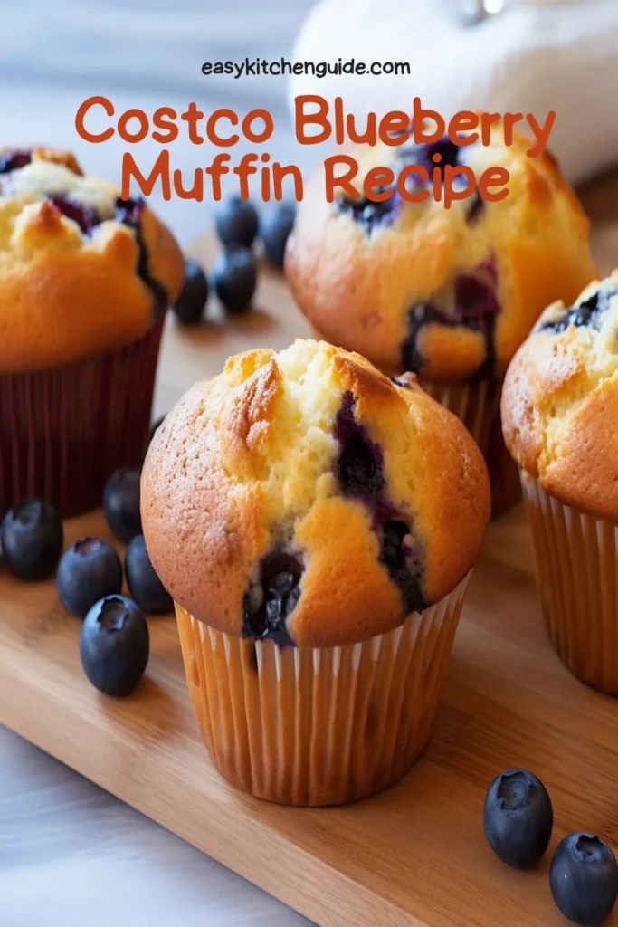 several blueberry muffins on a wooden tray