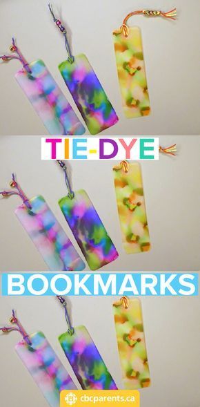 bookmarks with tie - dye on them hanging from strings