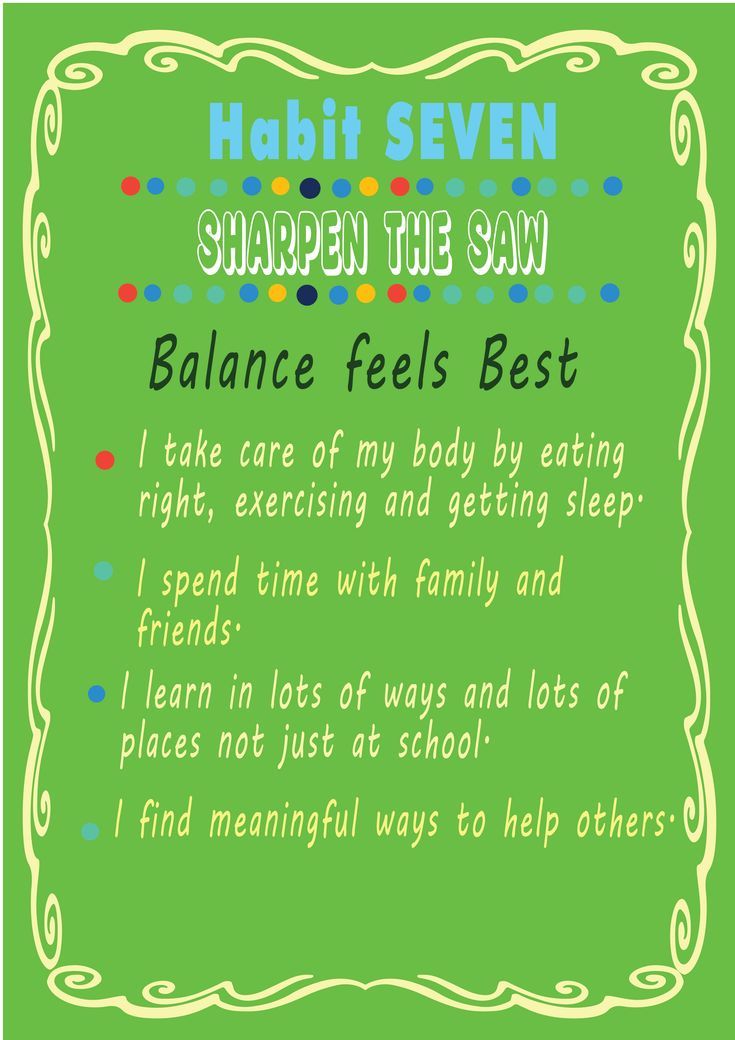 7️⃣ Habit Seven : Sharpen the Saw - *Balance feels Best*
🏋️ I take care of my body by eating right, exercising and getting sleep.
👨‍👩‍👧‍👦 I spend time with family and friends.
📝 I learn in lots of ways and lots of places not just at school.
✅ I find meaningful ways to help others.
#habits #good #goodhabits #earlylearning #nursery #earlydevelopment
#earlychildhood 7 Habits Posters, Sharpen The Saw, Ways To Help Others, Eating Right, Leader In Me, Happy Children, The Saw, Help Others, 7 Habits