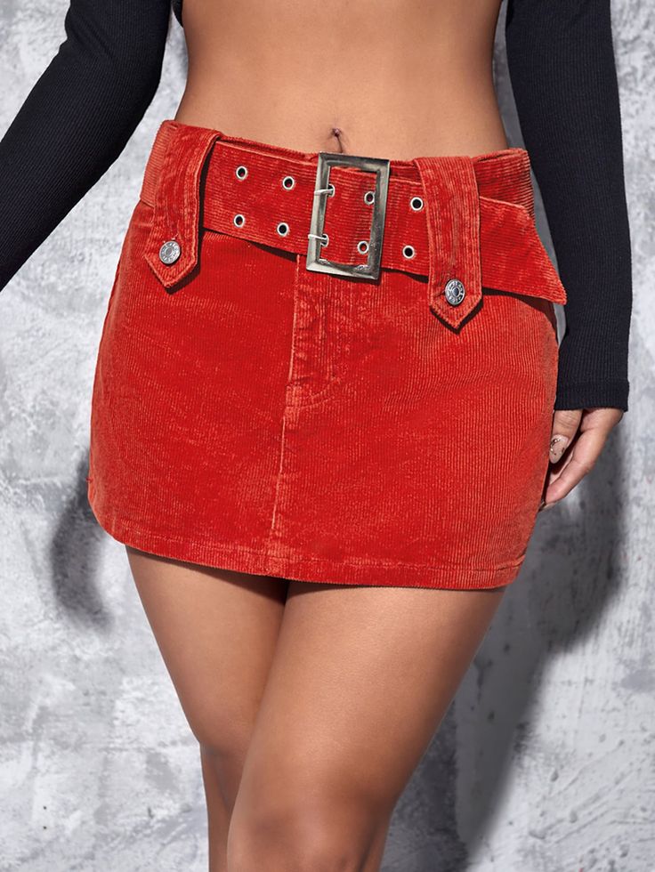 Red    Denim Plain Straight Embellished Non-Stretch  Women Denim Red Denim Skirt, Red Denim Shorts, College Gameday Outfits, Red Denim, Denim Skirt Women, Red Skirt, Woman Dress, Denim Skirts, Gameday Outfit