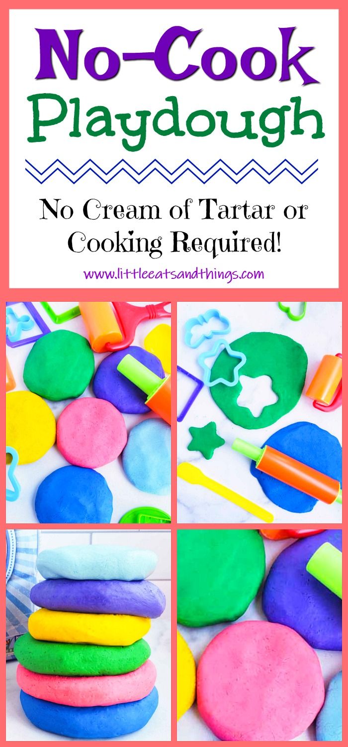 no - cook playdough recipe for kids to make and use in the kitchen