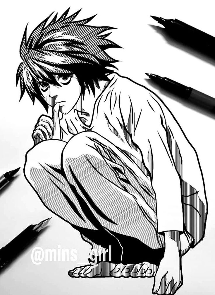 an anime character sitting on the ground with his hand under his chin and looking down