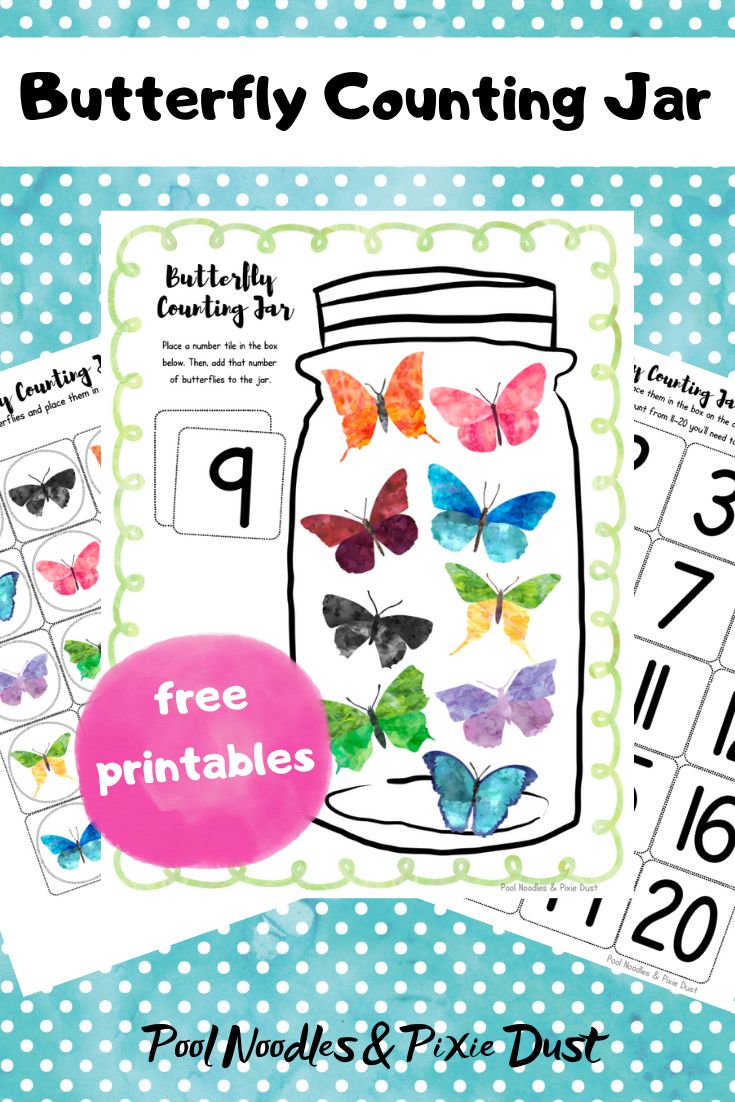 butterfly counting jar with free printables for kids