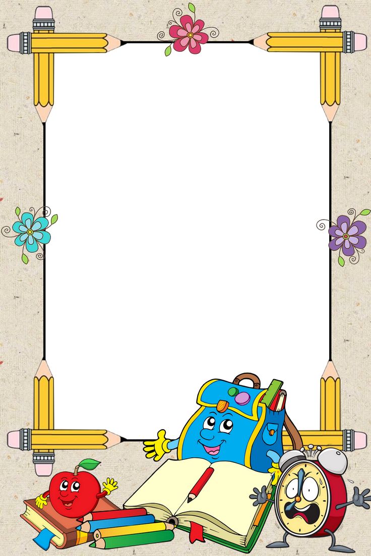 an image of a cartoon frame with school supplies