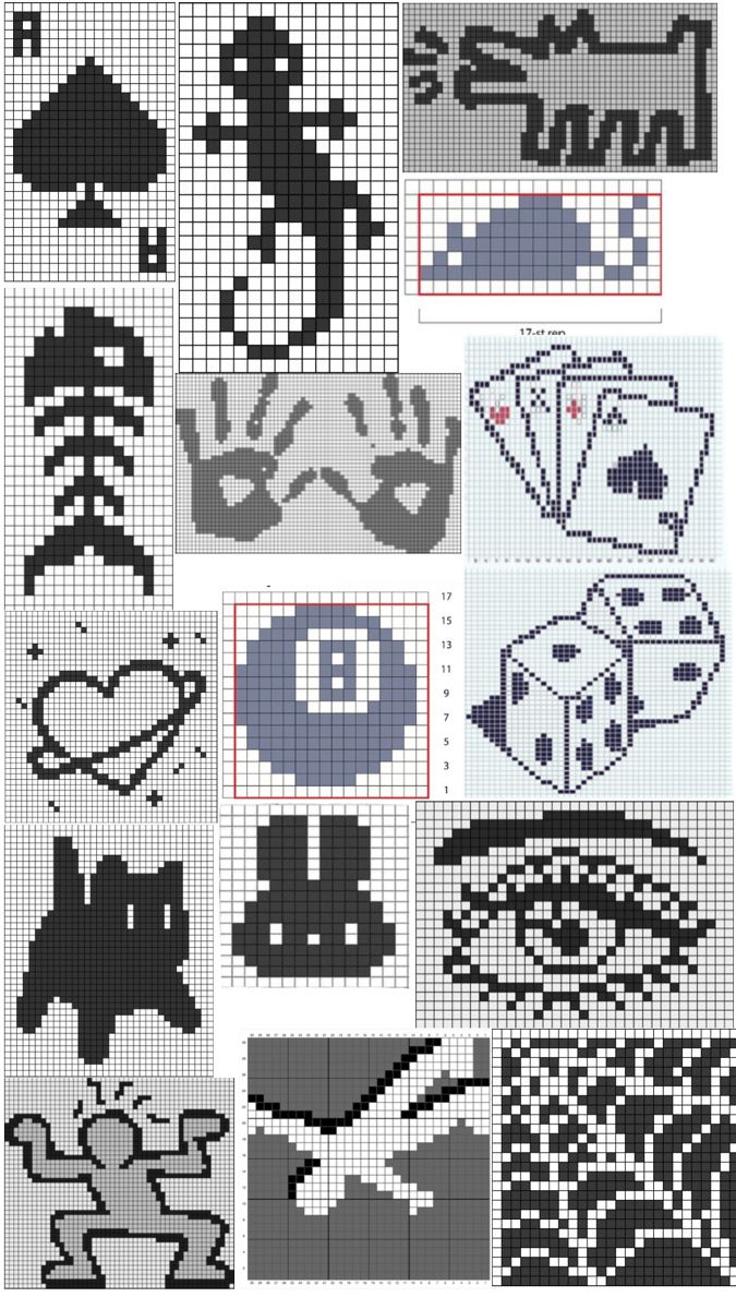 cross stitch patterns with different shapes and sizes