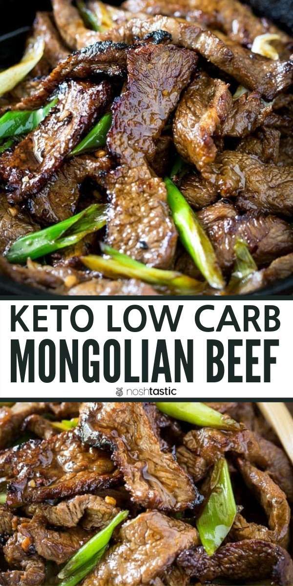 keto low carb beef with green onions in a skillet