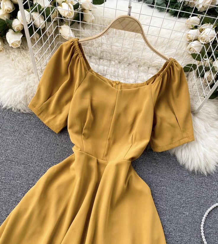 Cute A line short dress Fabric : blended Color: red, yellow, green, white Size: S, M, L S length 103 bust 82 waist 66 sleeve length 23 M length 104 bust 86 waist 70 sleeve length 24 L length 105 bust 80 waist 74 sleeve length 25 For more pictures of the dress, please contact us, thank you. A Line Short Dress, Short Dress Styles, A Line Shorts, Black Khakis, Khaki Color, Dress Fashion, Short Dress, Dress Fabric, Red Yellow