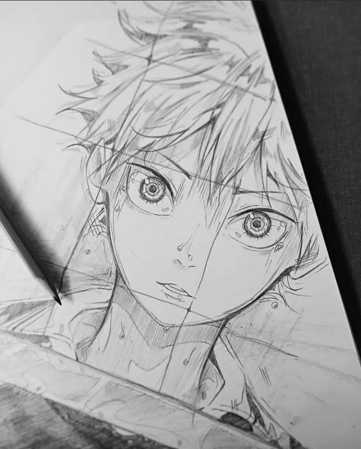 a pencil drawing of an anime character