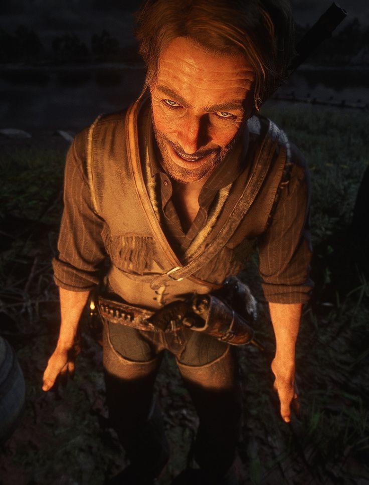 the walking dead game character is looking down at something in his hand, with one eye open