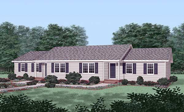 this is an artist's rendering of the front of a house with landscaping around it