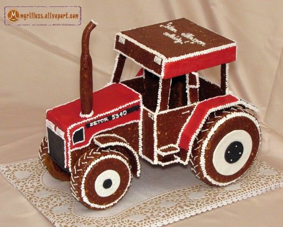 a cake made to look like a tractor