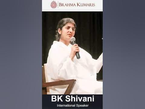 an advertisement for b k shivani international speaker in india, with the image of a woman speaking into a microphone