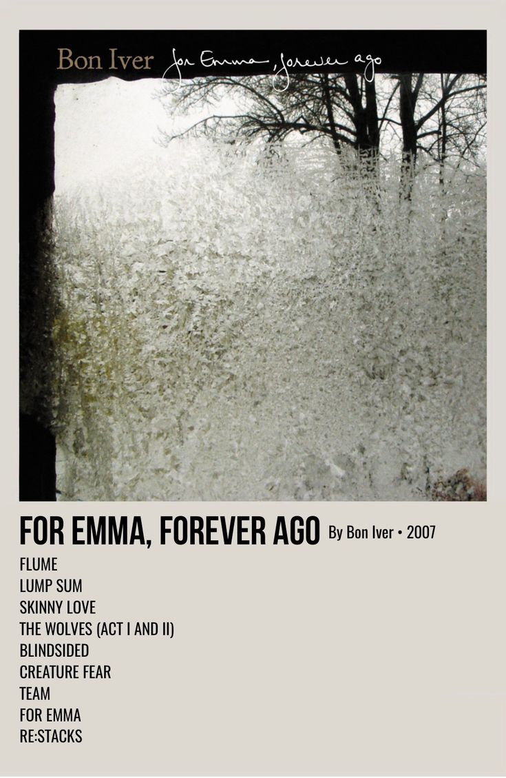 a poster with the words for emma forever written in black and white on it