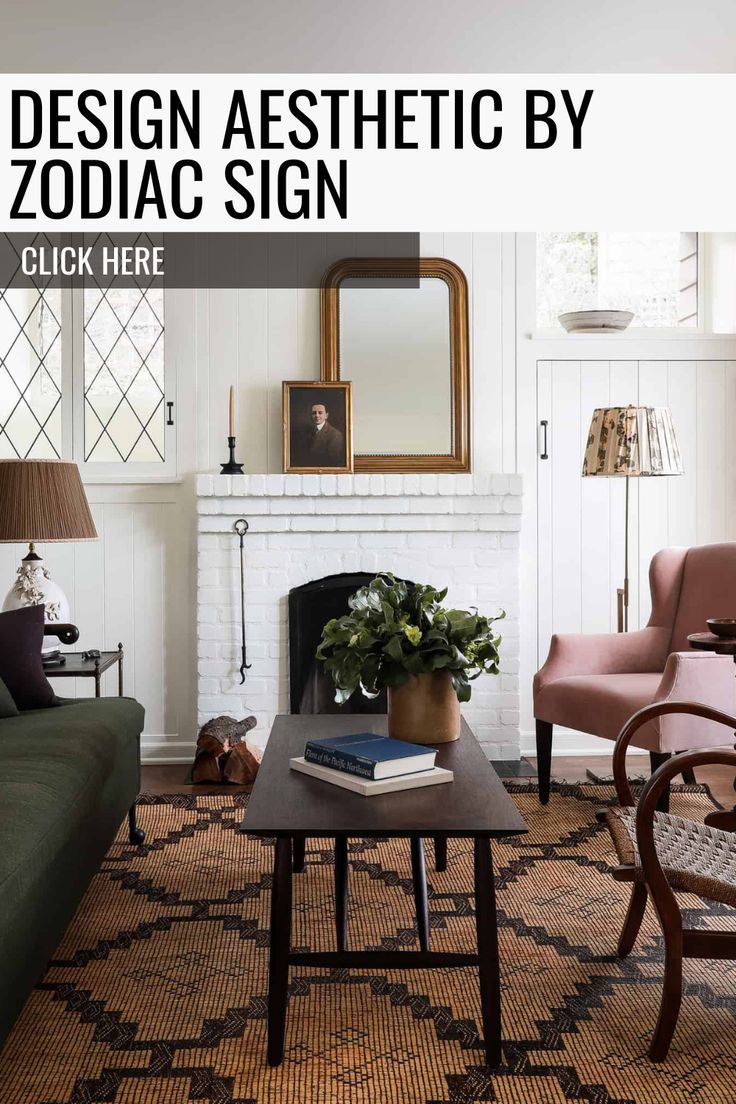 Discover the perfect design aesthetic by zodiac sign to inspire your small house interior design this season. Explore cozy fall home decor ideas and home interior design styles that transform your space for autumn. Upholstered Window Seat, Emily Henderson Design, Green Sofa, Pink Chair, Vintage Interiors, English Style, Carriage House, Contemporary Living Room, A Living Room