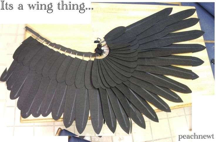 an image of a bird that is made out of black paper and has wings attached to it