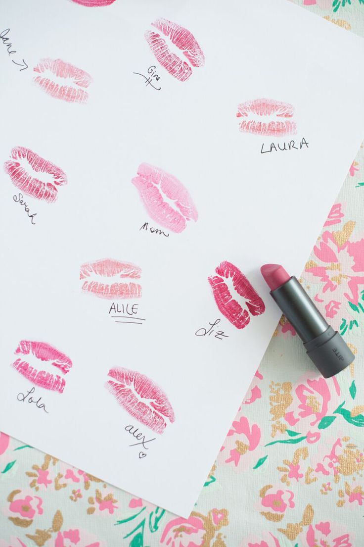 lipstick on top of a piece of paper with the names of different types of lips