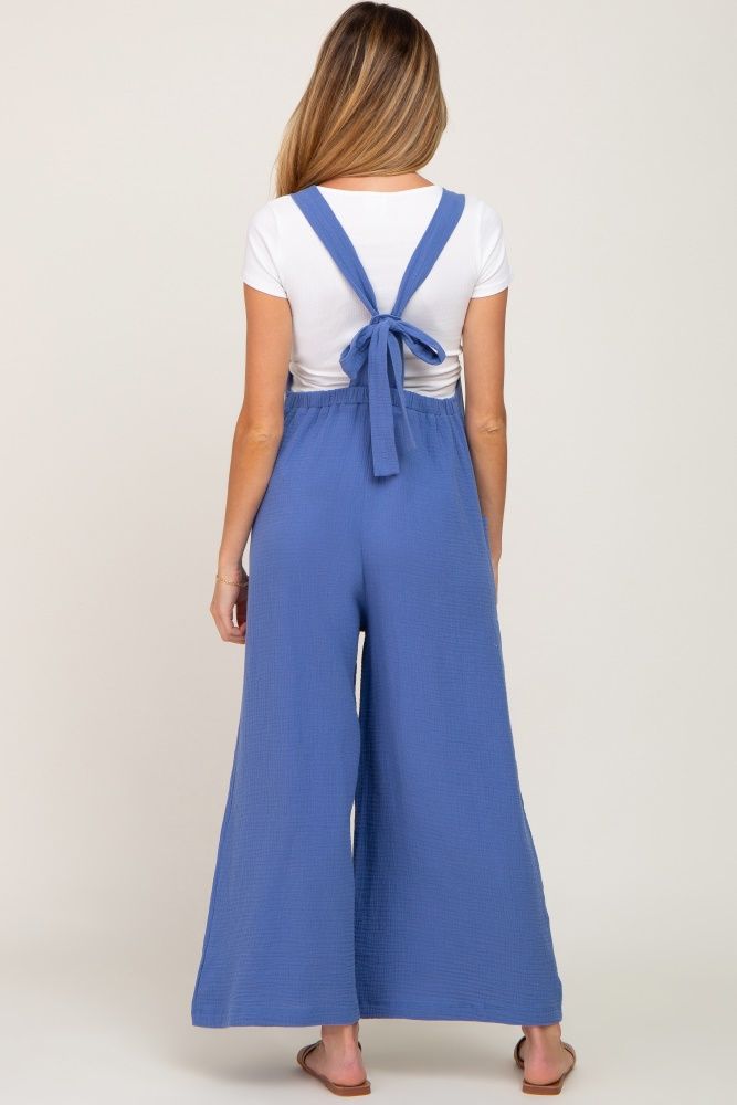 A solid maternity cotton overall with tie back detail and wide legs. The Blue Wide Leg Tie Back Maternity Overalls is perfectly bump-friendly! Maternity Overalls, Wide Legs, Strapless Bra, Tie Backs, Tie Back, Maternity Clothes, Bump, Blush Pink, Overalls