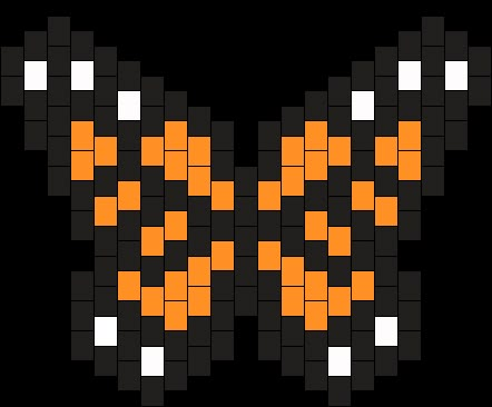 an orange and black butterfly made out of squares