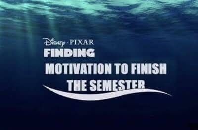 the logo for disney pixar's finding motivvation to finish the semester