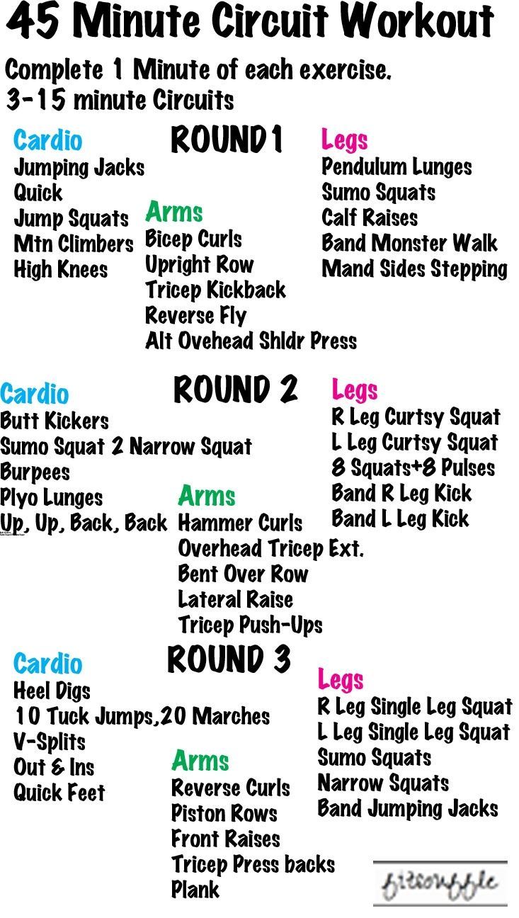 the 25 minute circuit workout is shown with instructions for each exercise, including an arm and leg