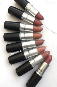 Mate Lipsticks Colour, Mac Best Products, Lipstick Nude Colors, Matte Nude Lipstick Shades, Nude Lipstick Shades For Brown Skin, Mate Lipsticks, Mac Nude Lipstick Shades, Natural Lipstick Shades, Brown Nude Lipstick