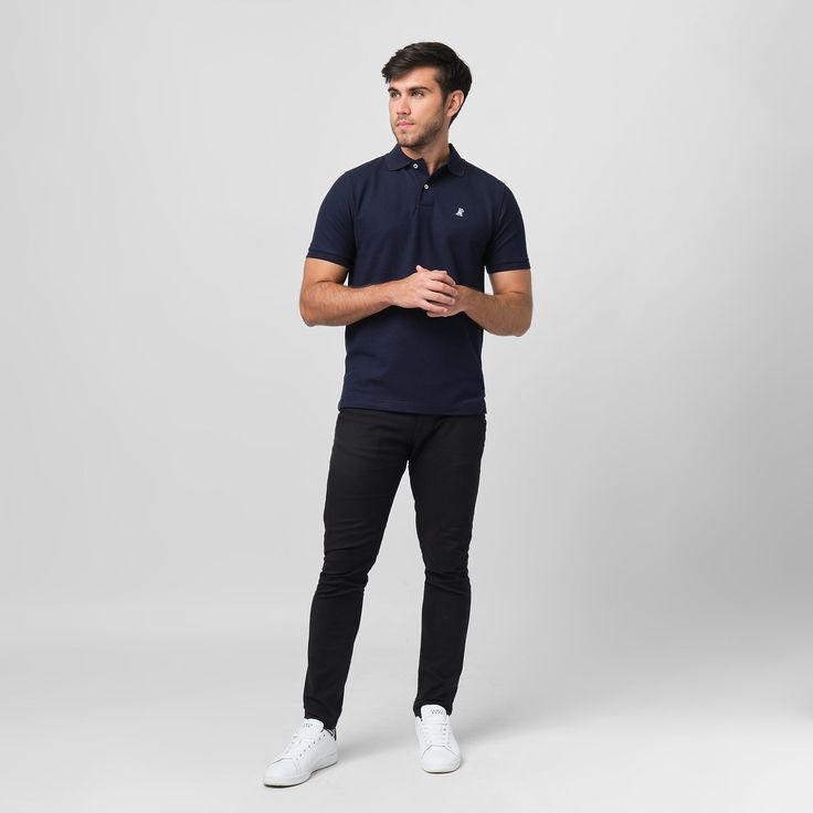 Our versatile classic polos are made with 100% pima cotton. They are perfect as office attire or leisurewear providing you a sophisticated look. Made in Peru100% Pima CottonWhite Embroidered James Bark LogoRibbed Finishes Polo Classic, Office Attire, Cotton Polo, Mens Crew Neck, Caps For Women, Navy Color, Sophisticated Look, Luxury Fabrics, Pima Cotton