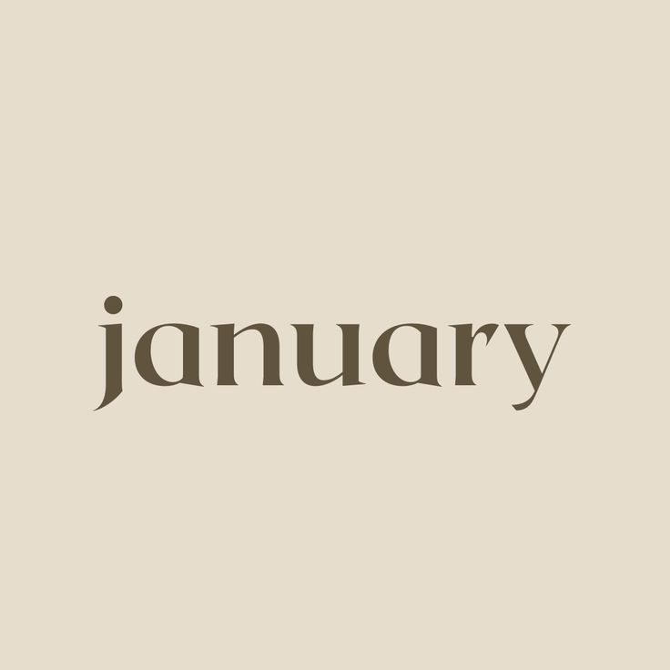 the word january written in black ink on a beige background with an orange and white stripe