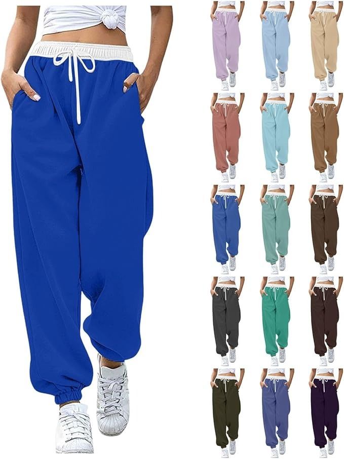 Amazon.com: TAIAOJING Sweatpants for Teen Girls Drawstring High Waist Casual Jogger Pants Solid Color Trendy Trousers with Pocket Customer Return Pallets (Dark Blue,S) : Clothing, Shoes & Jewelry Trendy Trousers, Trendy Trouser, Blue Sweatpants, Jogger Pants Casual, Casual Trousers, Teen Girls, Jogger Pants, Shoes Jewelry, Top Styles