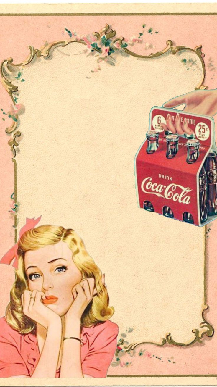 a vintage coca - cola advertisement featuring a woman with her hand on her face and an old coke machine in the background