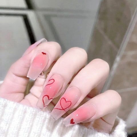 Sanrio Nails, Heart Nail Designs, Milky Nails, Heart Nail, Nagel Tips, Blush Nails, Fake Nails With Glue, Pretty Gel Nails, Really Cute Nails