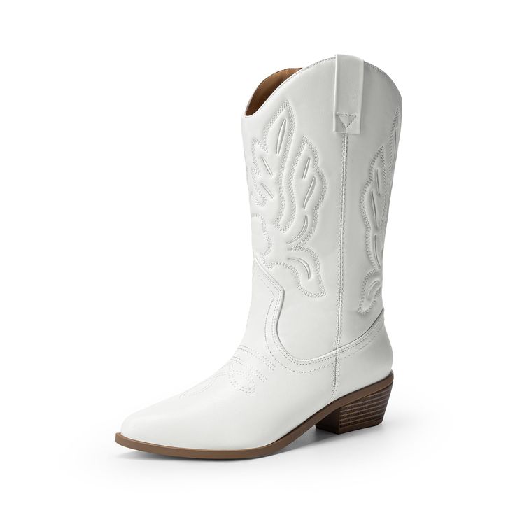 PRICES MAY VARY. 1.37-Inch Heel: These women’s Western boots elevate your look with the comfortable heel, providing a stylish lift without compromising comfort. These boots are ideal for adding just the right amount of height to your Western ensemble. Classic Western Design: Embrace timeless Western charm with the pointed toe and embroidered detailing. These cowgirl boots capture the essence of the Wild West with eye-catching patterns that enhance your unique style. Comfortable Interior: Enjoy c Women's Cowboy Boots, Boots Mid Calf, Barn Dance, Style Comfortable, The Wild West, Western Design, Western Cowgirls, Cowboy Boots Women, Comfortable Heels