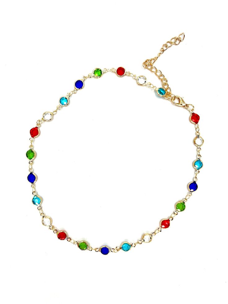 A colourful crystal gold chain choker, the perfect accessory to add a pop of colour and vintage charm to any outfit. Made for women who love to express their unique style, this boho-inspired choker features a beautiful combination of colourful crystals and a stunning gold chain.  Key Features: - Boho vintage design: The colourful crystal gold chain choker is designed to capture the essence of bohemian style with its vintage-inspired design. - High-quality materials: Made with premium materials, Gold Chain Choker, Round Necklace, Circle Pendant Necklace, Boho Vintage, Vintage Inspired Design, Boho Stil, Circle Pendant, Chain Choker, Vintage Boho